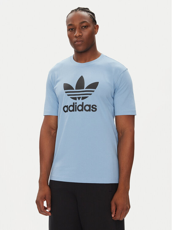adidas adidas T-Shirt adicolor Trefoil JY3758 Błękitny Regular Fit