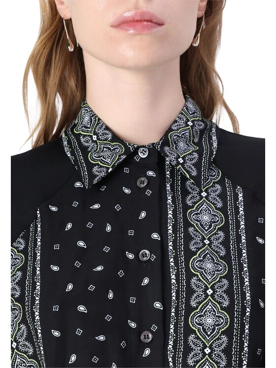 PINKO PINKO Koszula Clocks camicia twill stampa Czarny Regular Fit