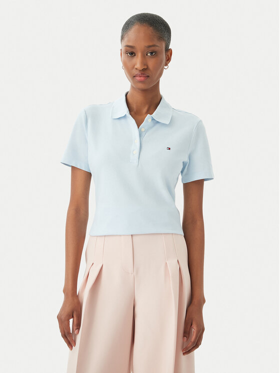Tommy Hilfiger Tricou polo WW0WW43225 Albastru deschis Regular Fit