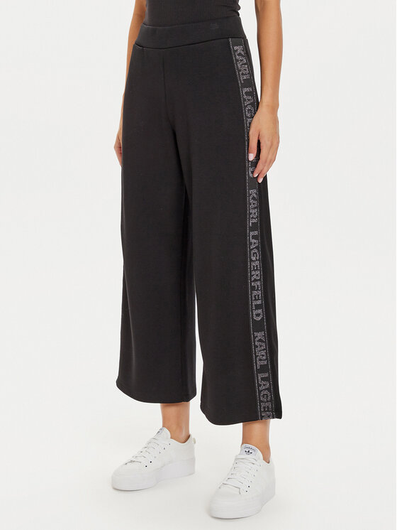 KARL LAGERFELD KARL LAGERFELD Strickhose 246W1010 Schwarz Relaxed Fit