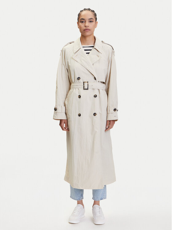 Tommy Hilfiger Damski Trencz, rozmiar M/L, Beżowy, WW0WW45632