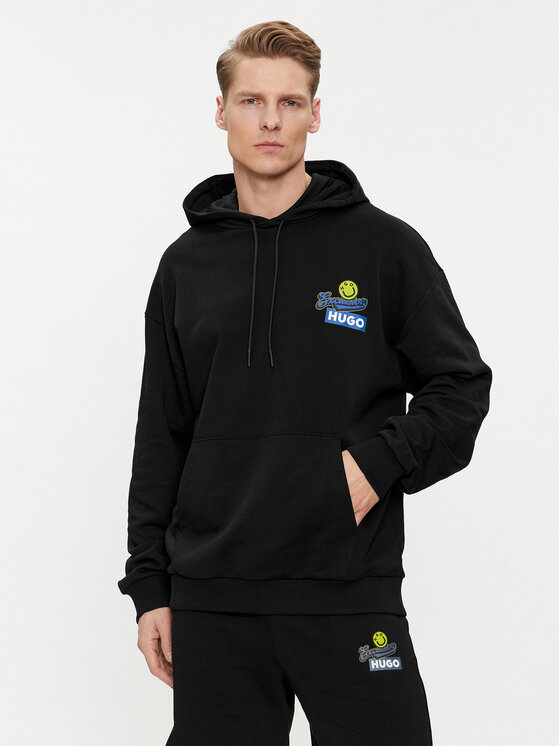 HUGO Hugo Majica dugih rukava Nerrain 50513290 Crna Relaxed Fit