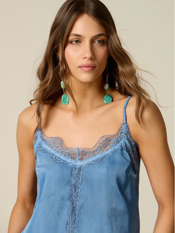 Oltre Oltre Blusa 2156R003262N024 Turchese Regular Fit