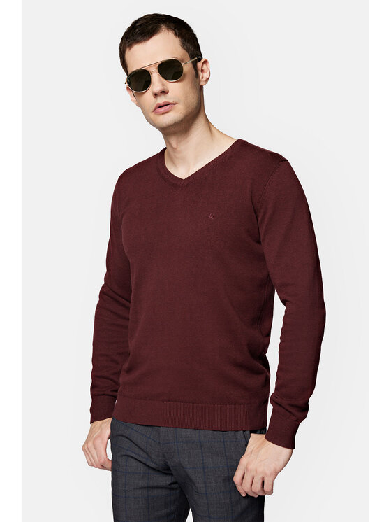 Lancerto Lancerto Sweter Anthony SW073223000051 Bordowy Regular Fit