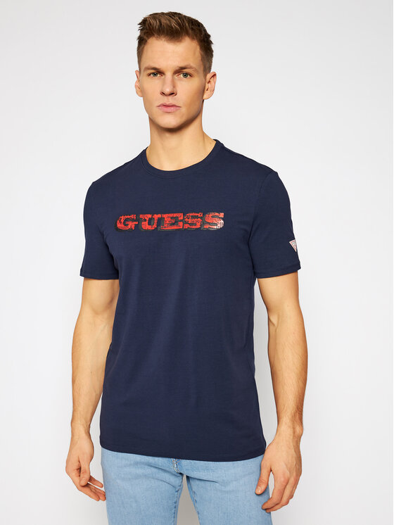 Guess Guess Тишърт M1RI82 J1311 Тъмносин Slim Fit