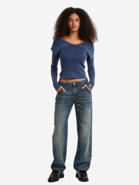Guess Guess Kardigan go collar ribbed cardigan Niebieski Slim Fit
