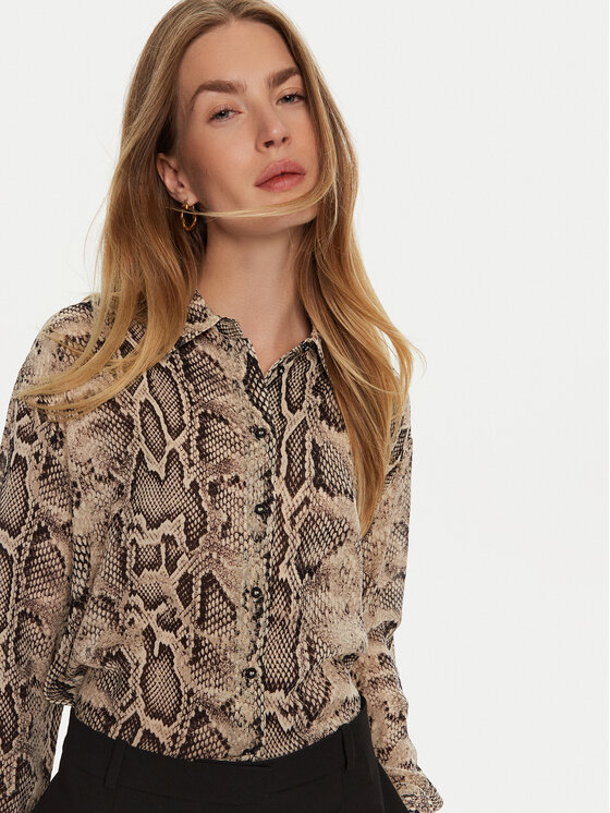 Sisley Sisley Koszula 5YBMLQ07F Beżowy Regular Fit