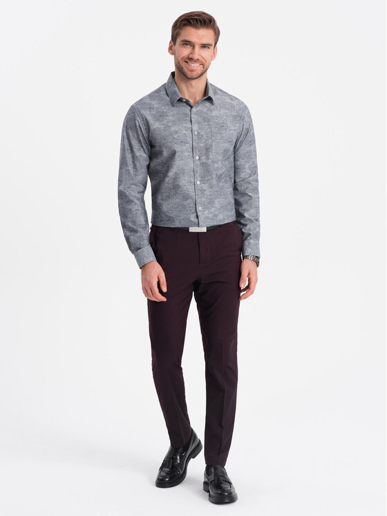 Ombre Ombre Košile OM-SHCS-0157 Šedá Regular Fit