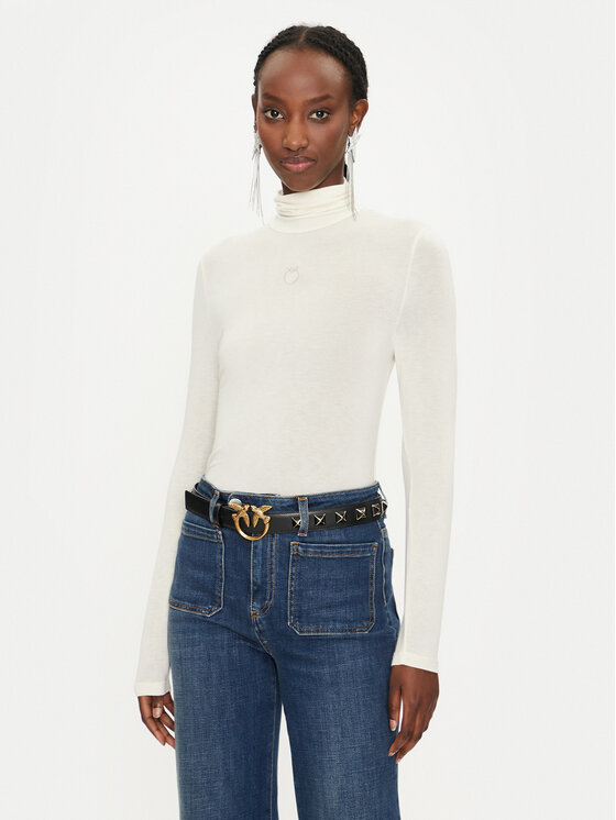 PINKO Pinko Bluză cu gât Abdaly 102067 A24I Écru Regular Fit