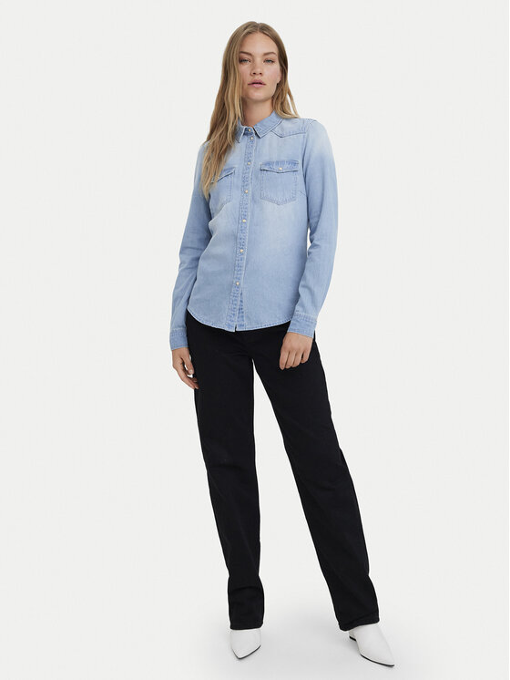 Vero Moda Vero Moda džínová košile Maria 10277523 Světle modrá Slim Fit