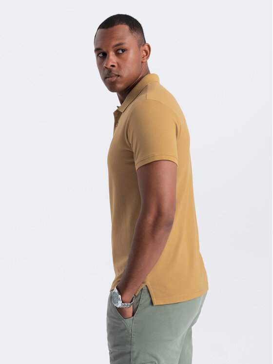 Ombre Ombre Polo OM-POBS-0100 Złoty Regular Fit