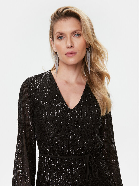 TWINSET TWINSET Kokteilinė suknelė 232TT2280 Juoda Regular Fit