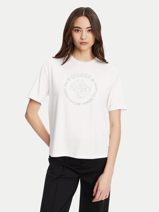 Guess Guess T-Shirt V5YI05 KCOA2 Bílá Regular Fit