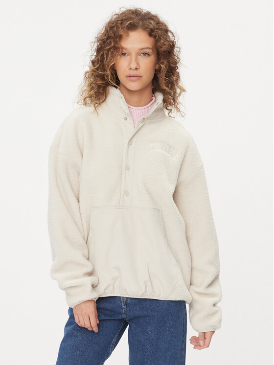 Tommy Jeans Fleecová mikina New Varsity DW0DW16414 Béžová Oversize