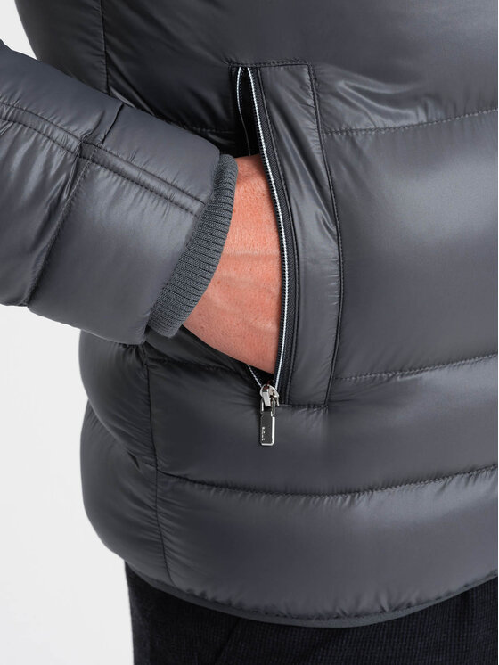 Ombre Ombre Kurtka zimowa OM-JAHP-22FW-010 Czarny Regular Fit