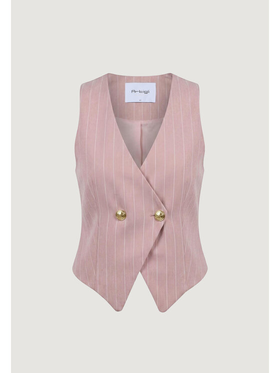 Artigli Artigli Gilet da completo DUE BOTTONI GESSATO Rosa To Fit
