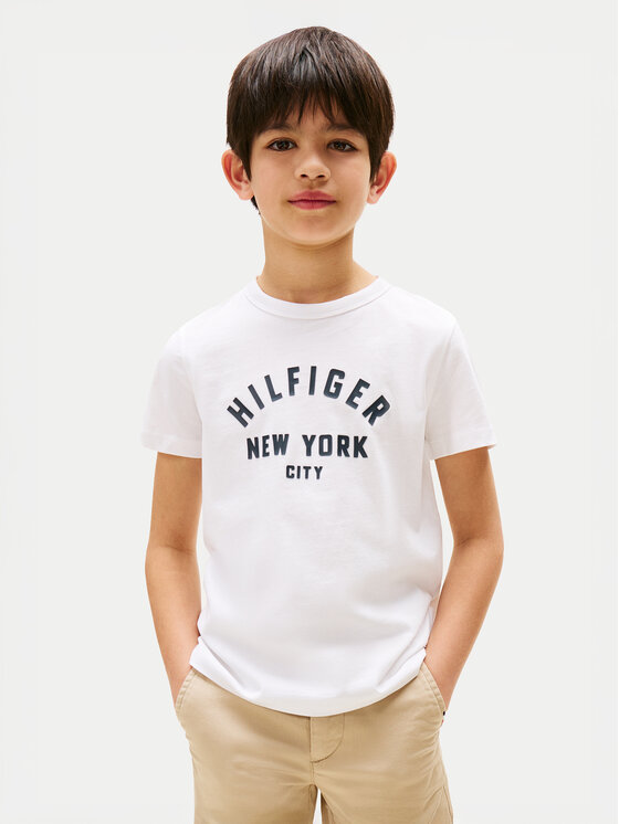 Tommy Hilfiger Tommy Hilfiger Тишърт Curved Graphic KB0KB09800 Бял Regular Fit