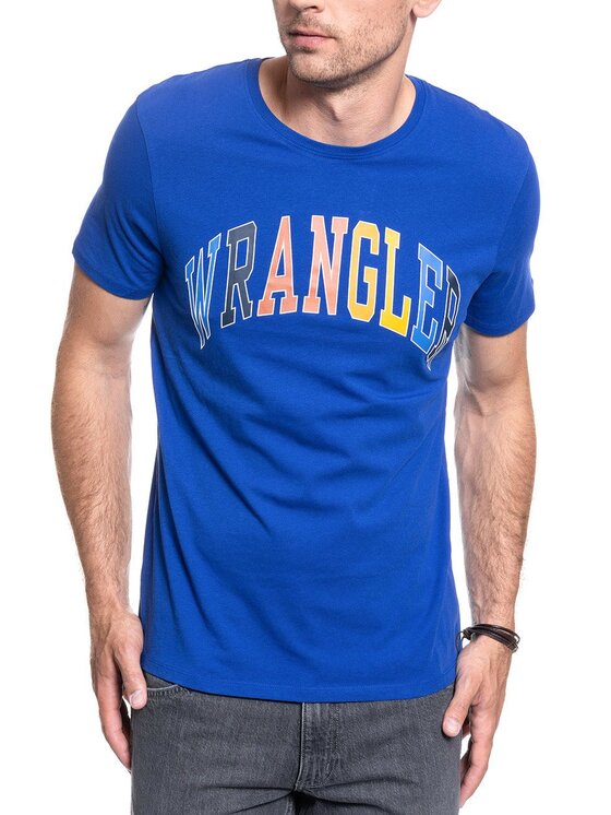Wrangler Wrangler T-Shirt SS RAINBOW TEE Niebieski Regular Fit