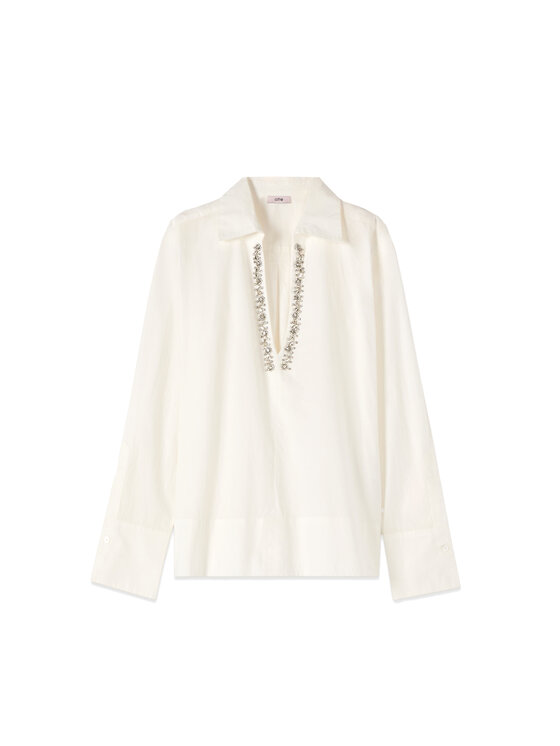 Oltre Oltre Blusa 2059R003152N011 Bianco Boxy Fit