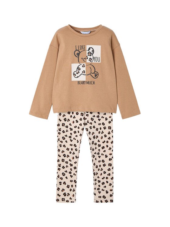 Mayoral Komplet bluzka i legginsy 4719 Beżowy Regular Fit