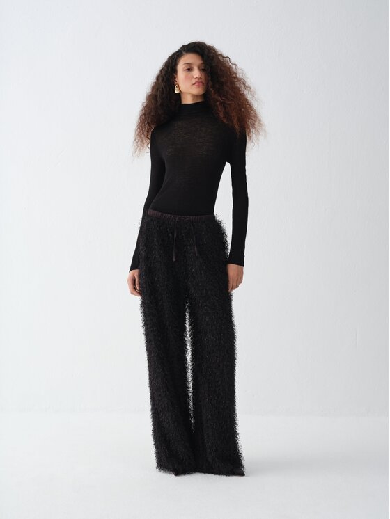 La Mania La Mania Bluzka SHEER Czarny Basic Fit