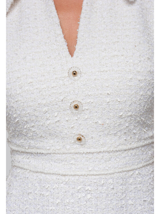 Ombre Ombre Sukienka wieczorowa LA-OM-DLR247 Kremowy Regular Fit
