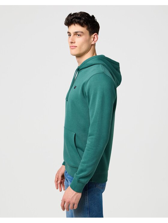 Wrangler Wrangler Bluza SIGN OFF HOODIE Zielony Regular Fit