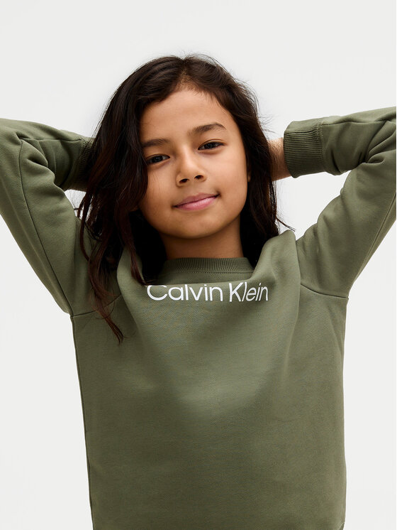 Calvin Klein Jeans Calvin Klein Jeans Majica dugih rukava Inst Logo IU0IU00680 D Zelena Regular Fit