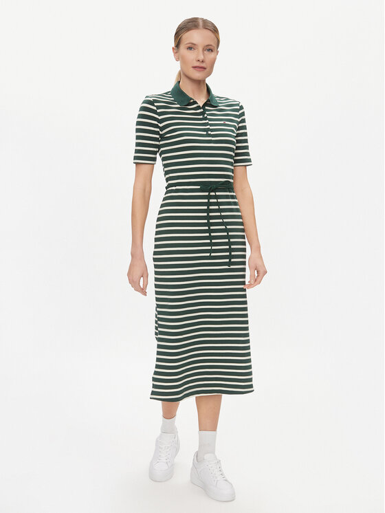 Tommy Hilfiger Ikdienas kleita Reg Breton Midi Polo Dress Ss WW0WW42030 Zaļš Regular Fit