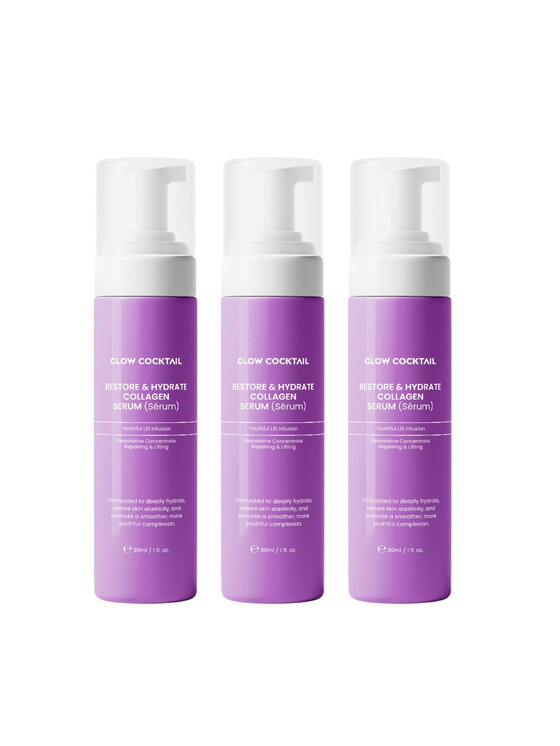 Glow Cocktail Glow Cocktail 3 x serum kolagenowe Restore & Hydrate 30 ml Zestaw do pielęgnacji skóry