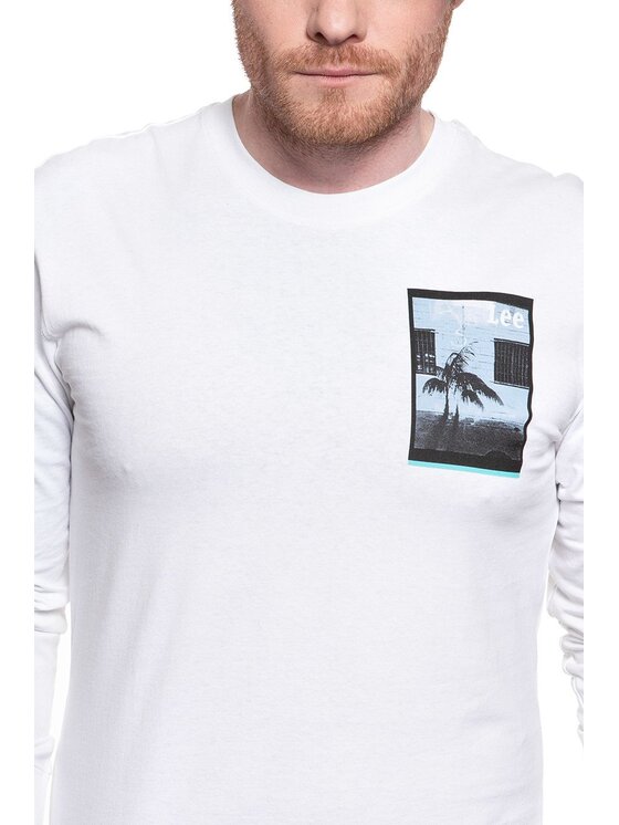 Lee Lee T-shirt LS GRAPHIC CREW Bianco Regular Fit