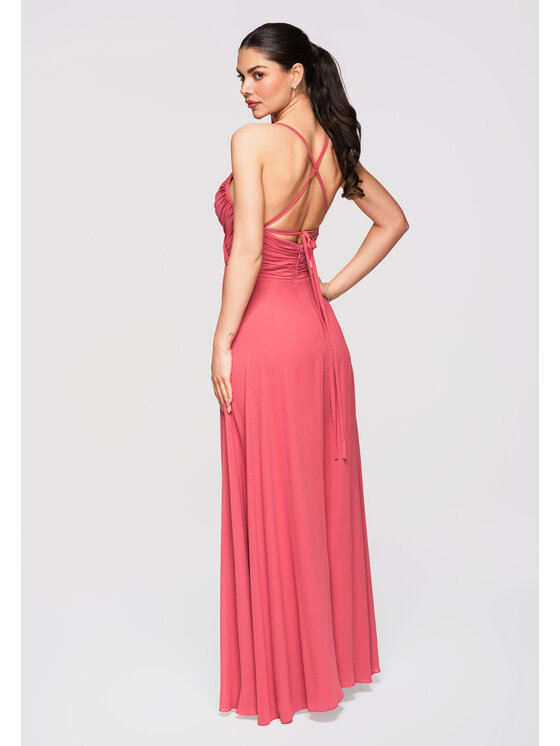 Ombre Ombre Sukienka wieczorowa LA-OM-DLR310 Koralowy Regular Fit