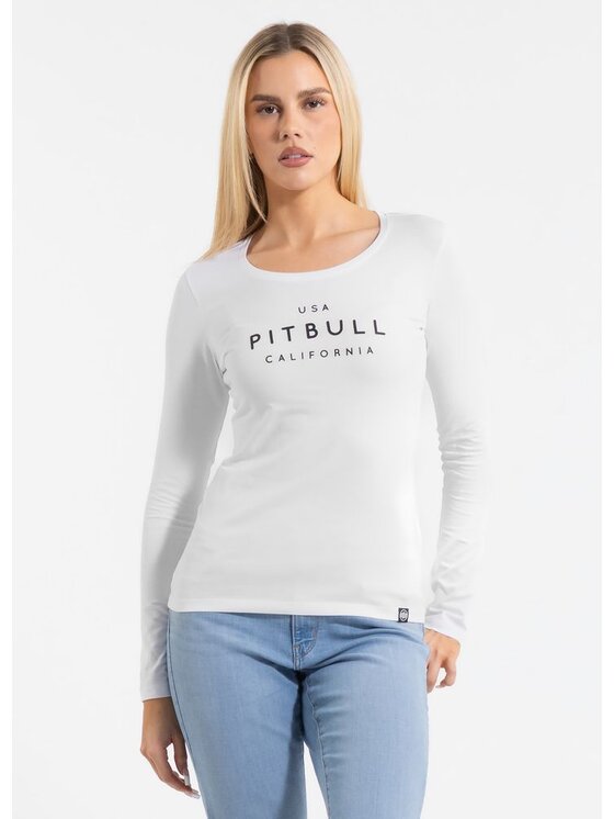 PITBULL PITBULL Longsleeve Longsleeve damski Slim Fit USA CAL XL Biały Regular Fit
