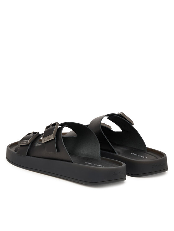 Calvin Klein Calvin Klein Papucs Ergon Double Bar Sandal Lth HM0HM02097 Fekete