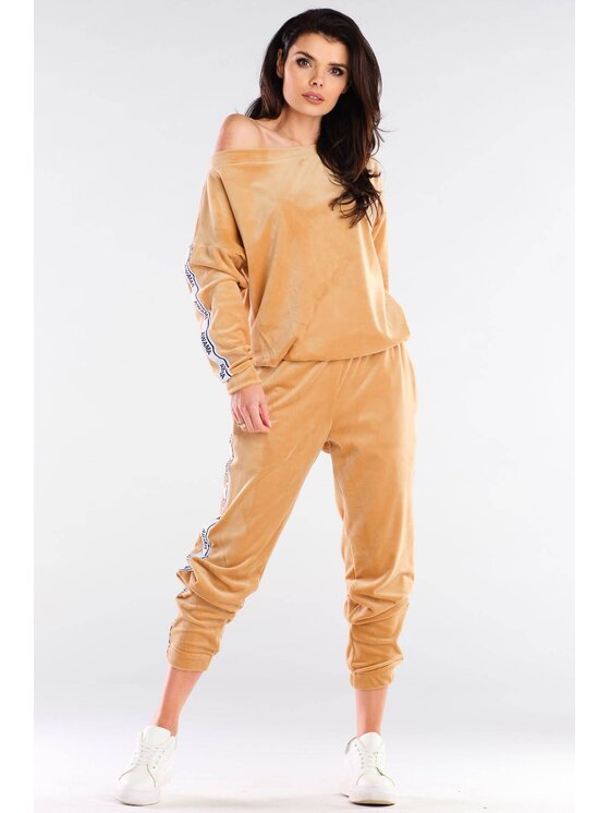Awama Awama Bluza A408 Beżowy Basic Fit