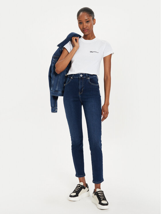 Karl Lagerfeld Jeans Karl Lagerfeld Jeans Tricou 241J1700 Alb Slim Fit