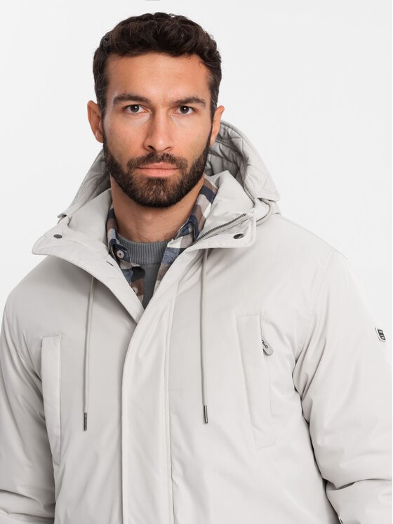 Ombre Ombre Parka OM-JALJ-0166 Biały Regular Fit