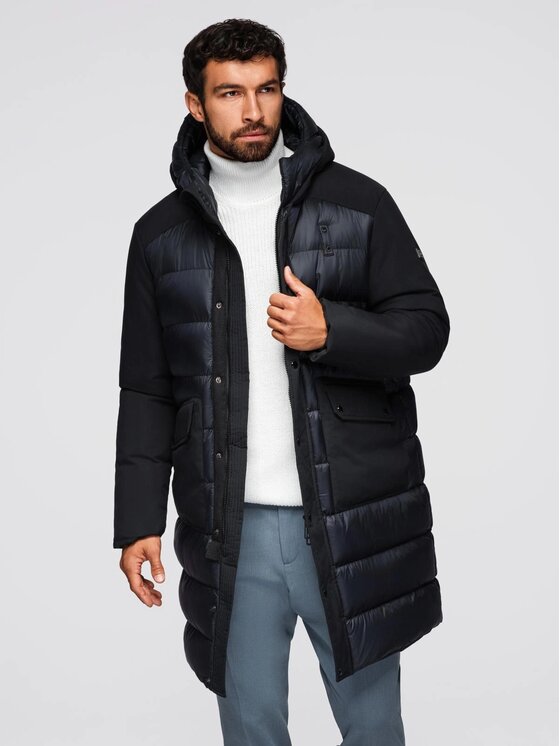 Ombre Ombre Kurtka zimowa OM-JALJ-0308 Czarny Regular Fit