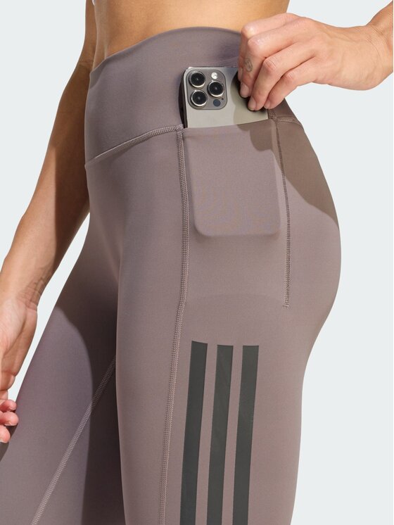 adidas adidas Legginsy Optime Workout 3-Stripes 7/8 Brązowy Fitted Fit