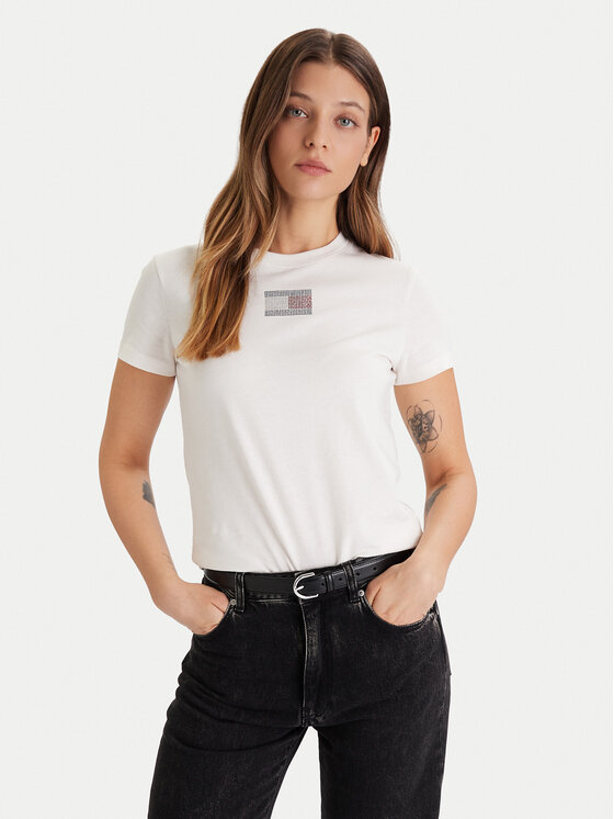Tommy Jeans Tommy Jeans Póló Party Flag DW0DW21965 Ekru Regular Fit