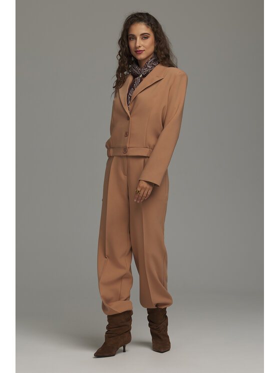 NIFE NIFE Kalhoty z materiálu SD143 Béžová Straight Fit