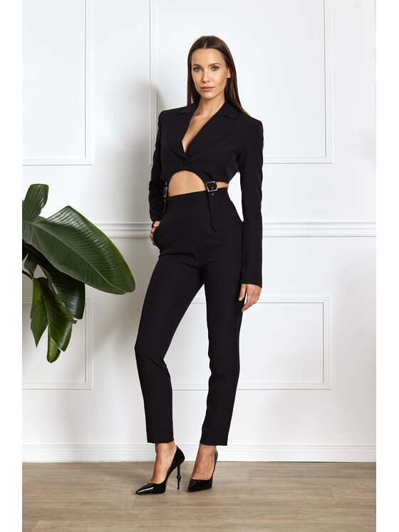 MANDRAGORA MANDRAGORA Kalhoty z materiálu feminity Černá Slim Fit