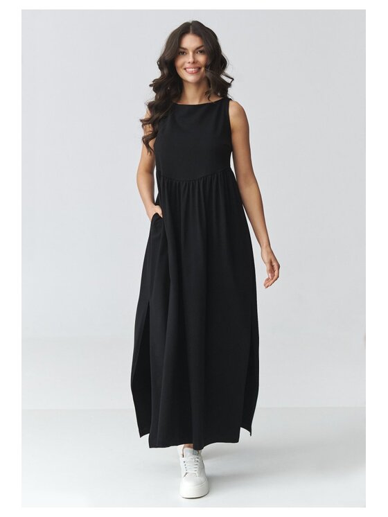 Makadamia Makadamia Sukienka codzienna M932 Czarny Loose Fit