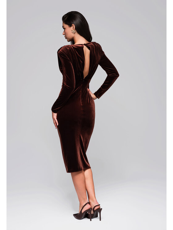 Ombre Ombre Sukienka wieczorowa LA-OM-DLR253 Brązowy Regular Fit