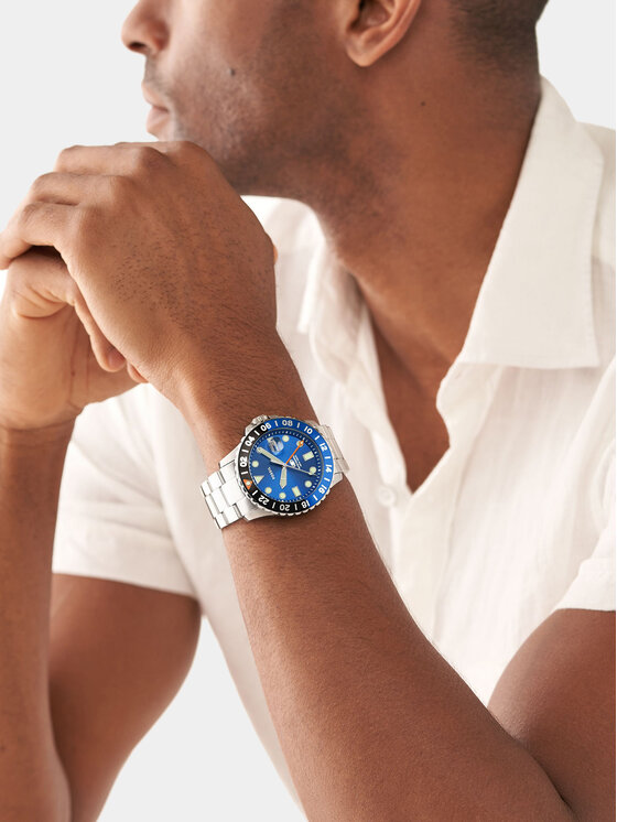 Fossil Fossil Zegarek Blue FS5991 Srebrny