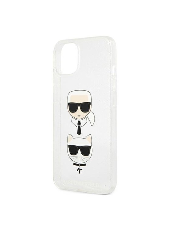 KARL LAGERFELD KARL LAGERFELD Etui na telefon Glitter Karl & Choupette Head Srebrny