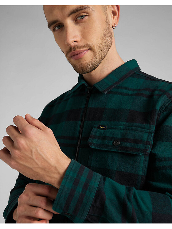 Lee Lee Camicia ZIPPED OVERSHIRT Nero Loose Fit