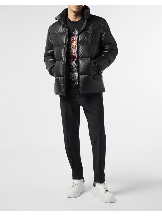 PHILIPP PLEIN PHILIPP PLEIN Kurtka skórzana 26031 Czarny Regular Fit