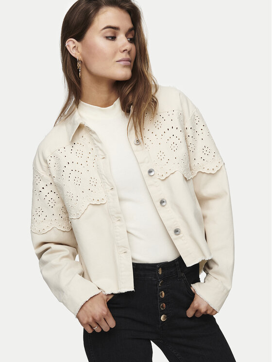 ONLY ONLY Teksajakk Elena 15232378 Beež Regular Fit