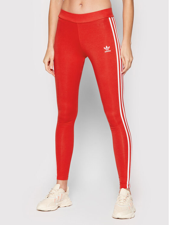 adidas Leggings 3 Stripes HD2348 Rosso Slim Fit • Modivo.it